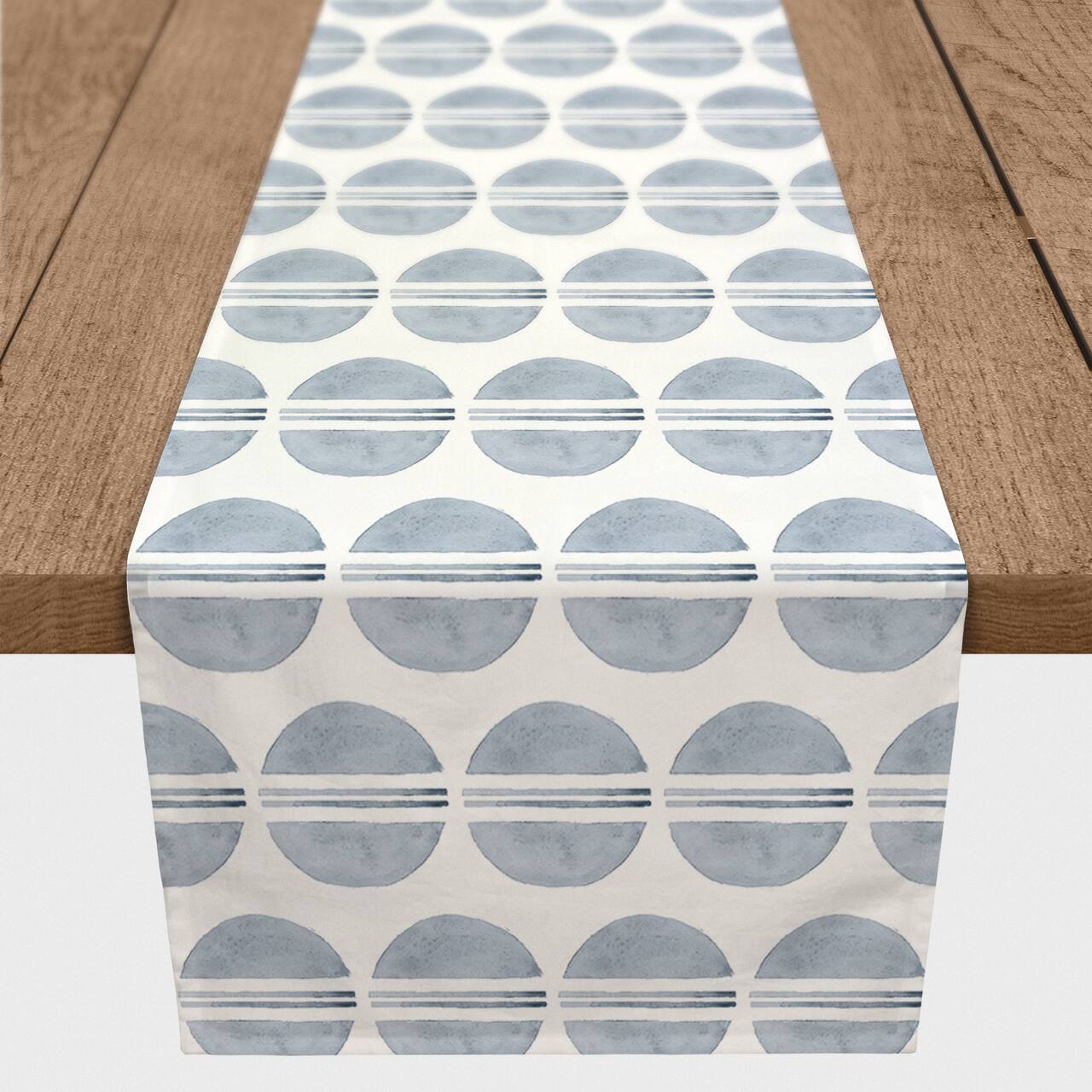 90" Watercolor Circle Pattern Cotton Twill Runner